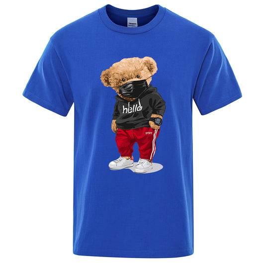 Sports Mask Bear Printed Shirt