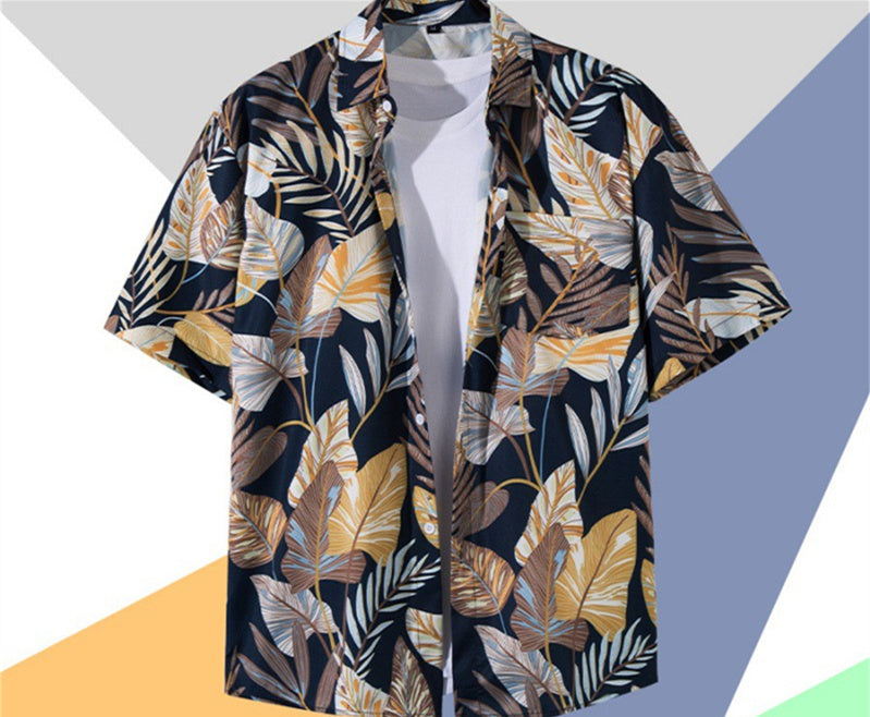 Short Sleeve Printed Shirt Men's Retro Top