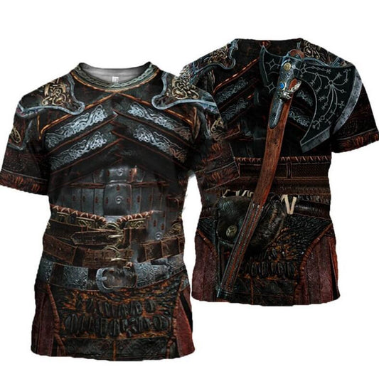 European And American Summer Retro Armor Picture 3D Digital Printing Short-sleeved T-shirt