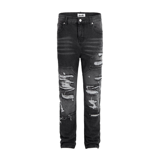 Punk Make Oude Gescheurde Beggar Denim Broek