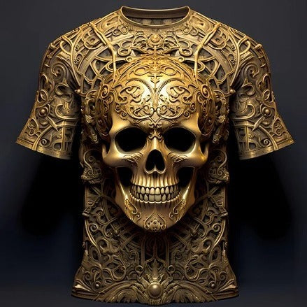 Men's 3D Skull Pattern European Hip Hop Trendy 3D Printed T-shirt