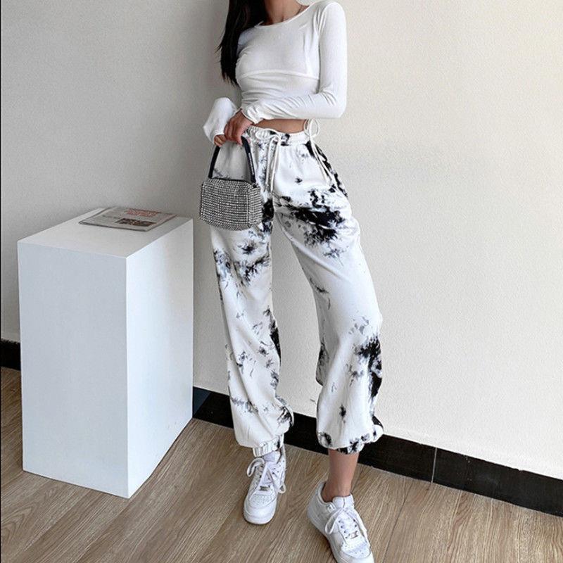 All-match Tie-dye High-waist Slim Casual Pants