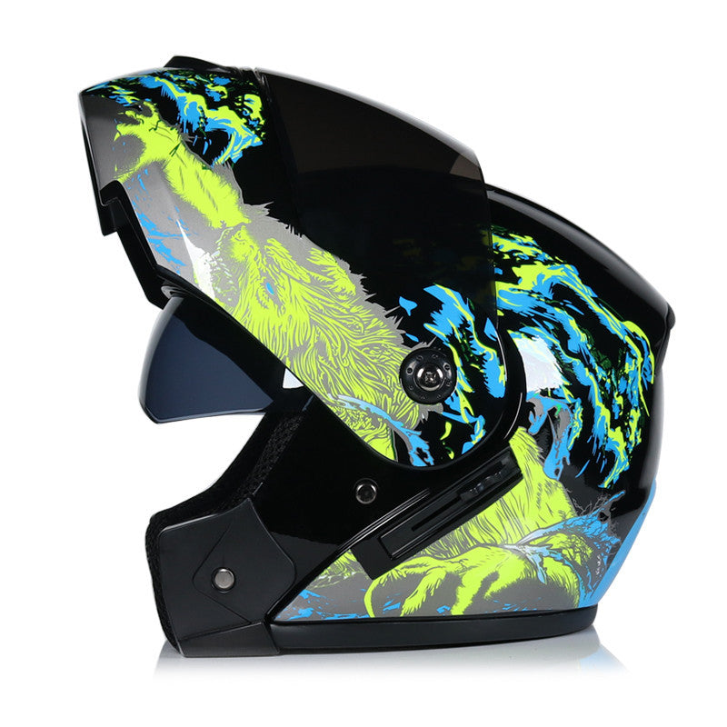 Motorcycle Winter Double-lens Uncovered Helmet