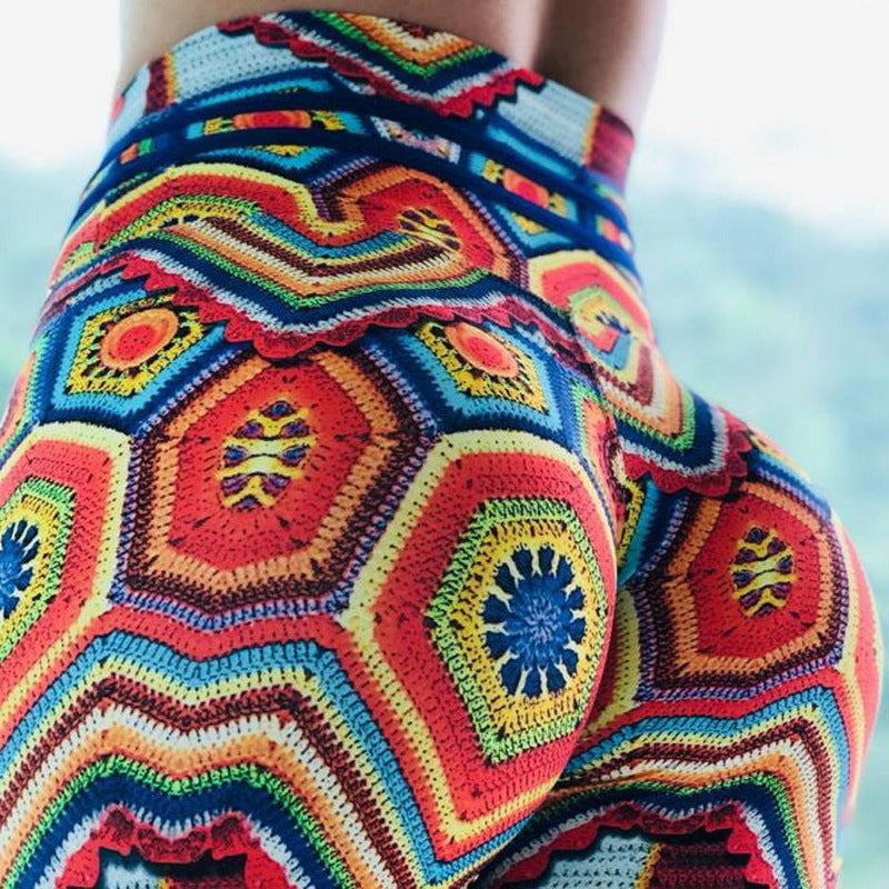 Colorful jacquard high waist