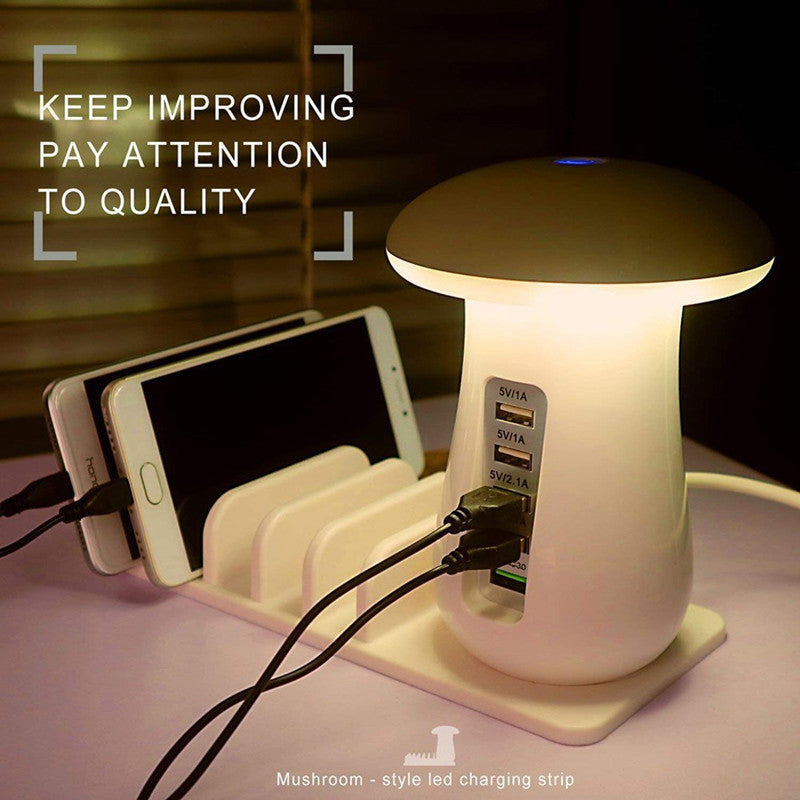 Mushroom Lamp LED Lamp Holder USB Charger Home Office Supplies