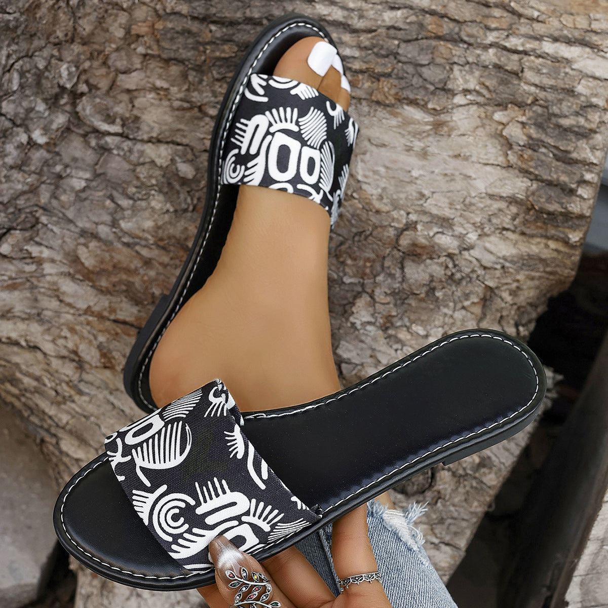 Graffiti Print Sandals