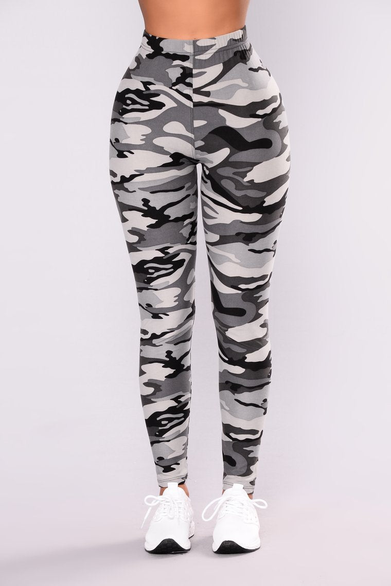 Camouflage bedrukte grijze casual leggingbroek