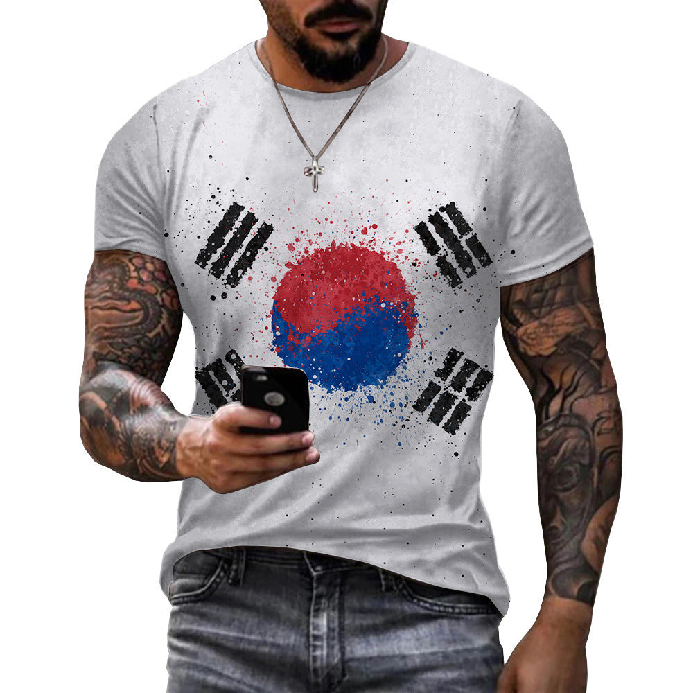 Summer New Men's Printed T-shirt Loose Round Neck