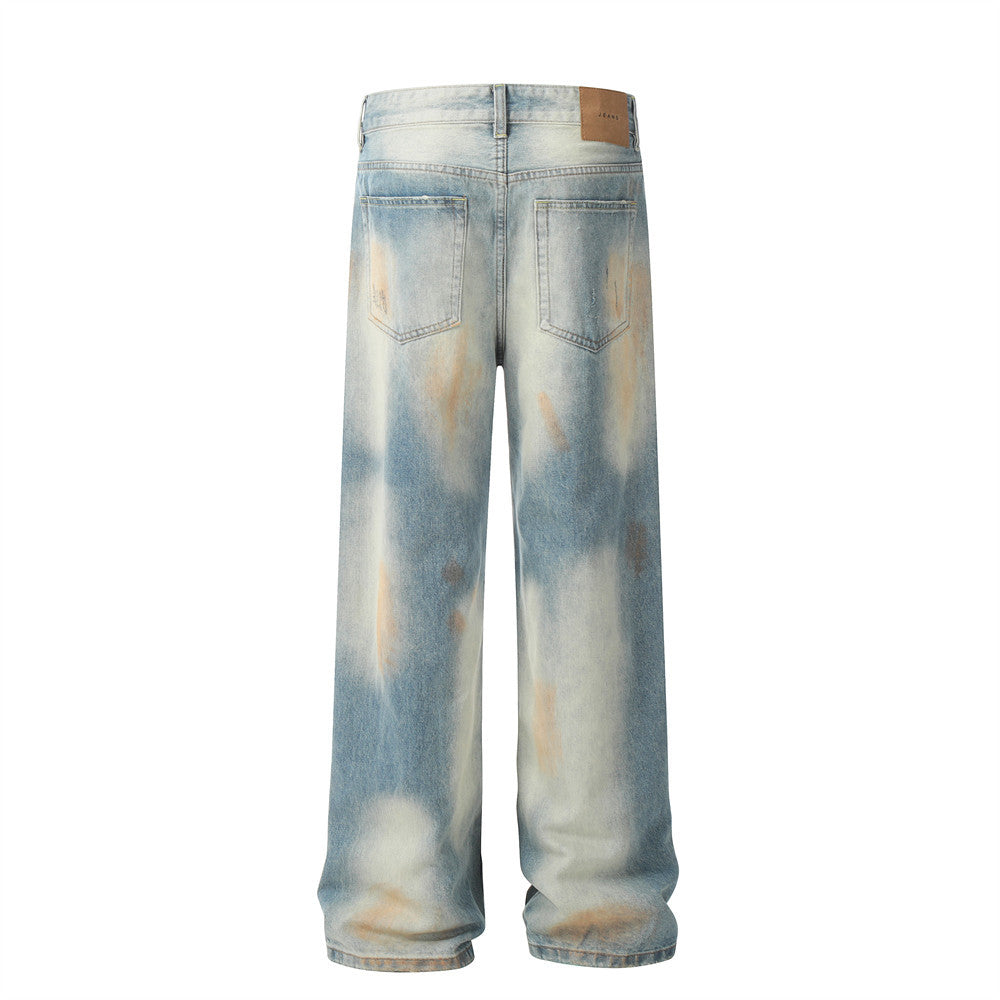 Tie-dyed Ripped Jeans Fashion Brand American Men