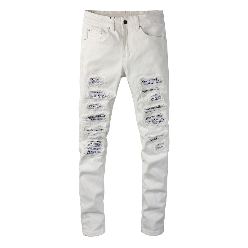 Witte bandana-jeans