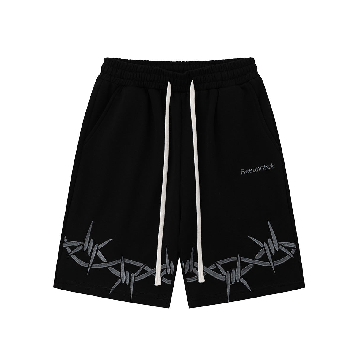 Sports Thorns Embroidery Knitted Sweatpants