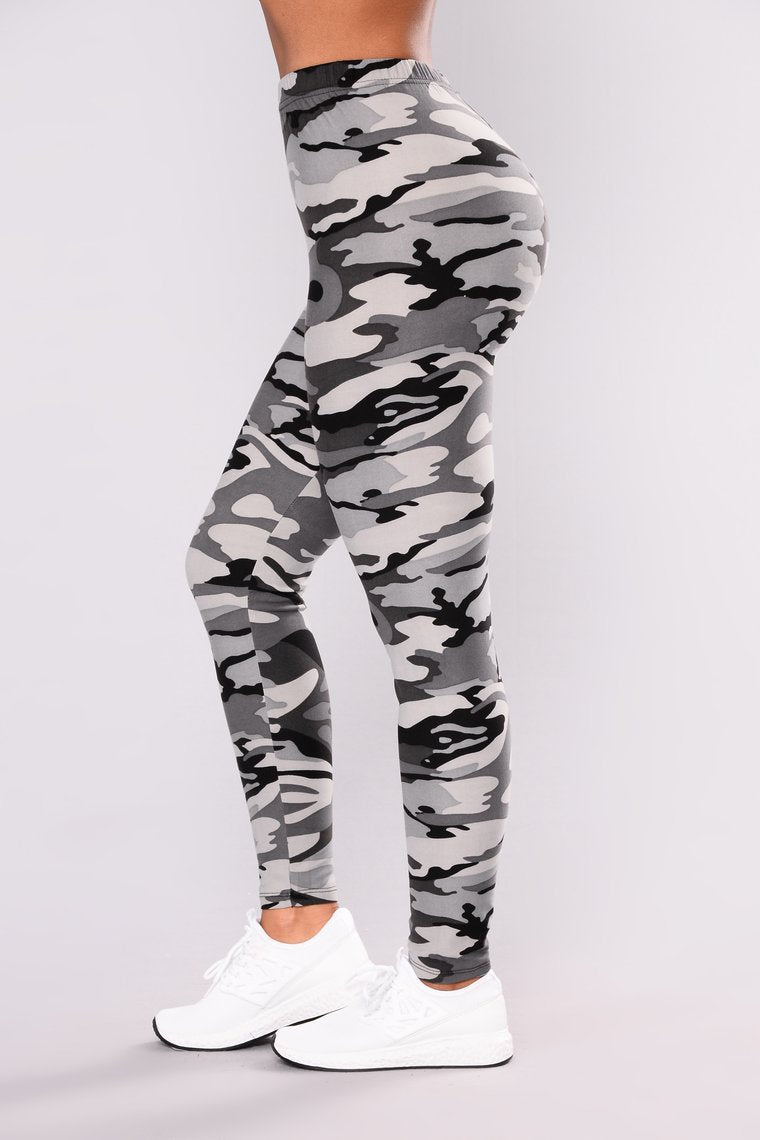 Camouflage bedrukte grijze casual leggingbroek