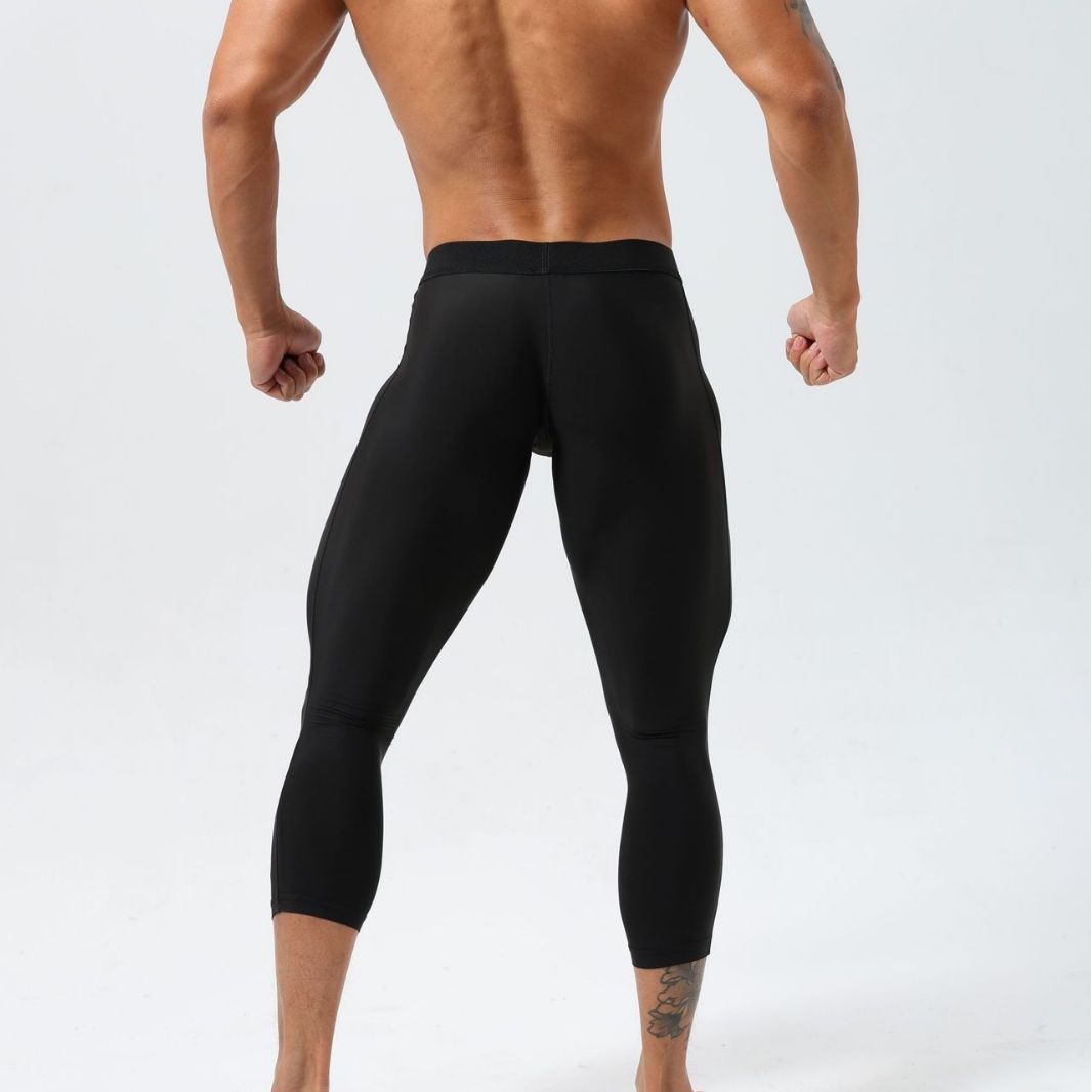 Hoge elastische nylon fitness strakke trainingsbroek