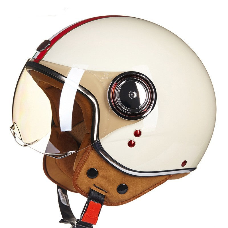 Battery Car Half Helmet Lightweight Semi-covered Retro