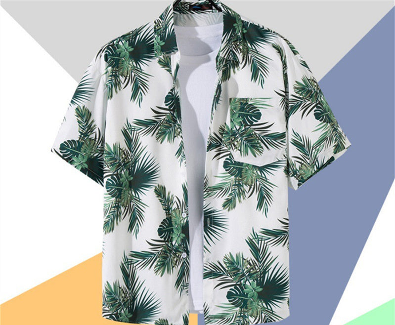 Short Sleeve Printed Shirt Men's Retro Top