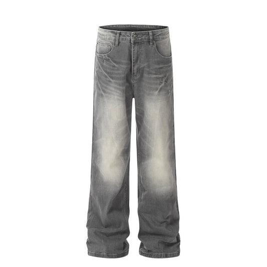 Gewassen Wear-witte bliksemgrijze jeans