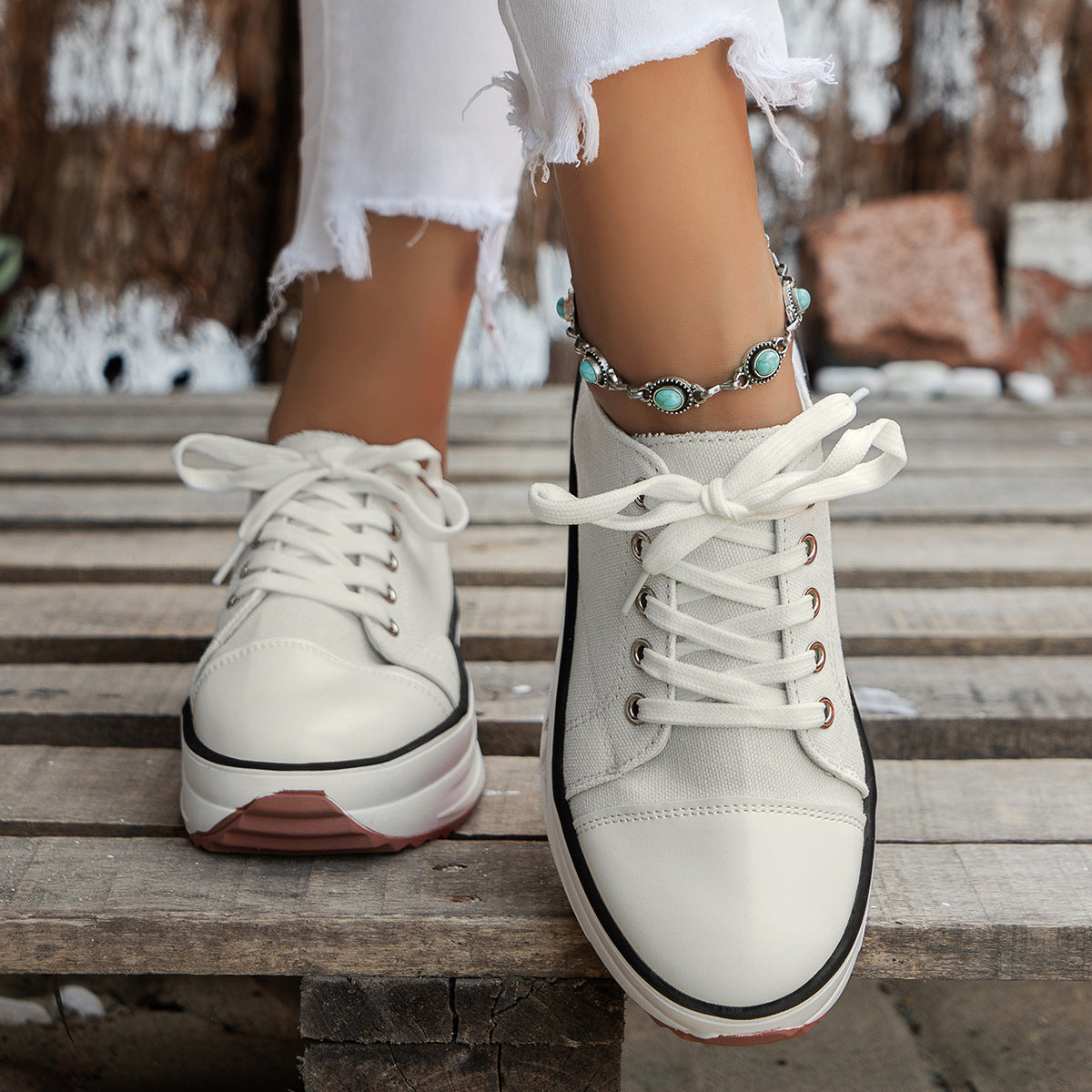 Low-top Lace Up Casual Shoes