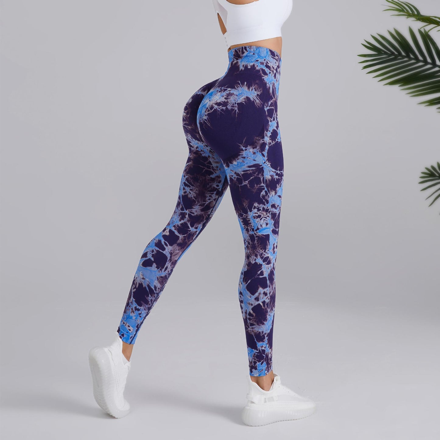 Pantalon de fitness taille haute tie-dye bicolore