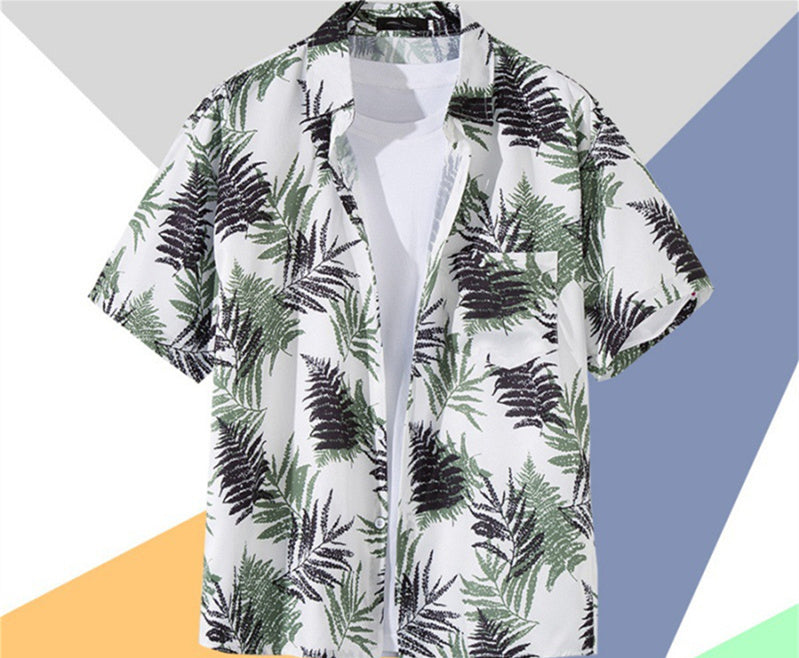 Short Sleeve Printed Shirt Men's Retro Top