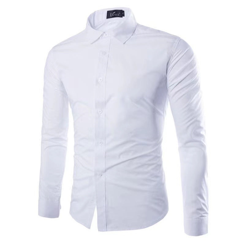 Casual Polo Collar Ironing Free Long Sleeves Shirt For Men