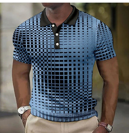 Heren Polo Golf Shirt Outdoor Casual 3D Kleur Matching Geometrische Print