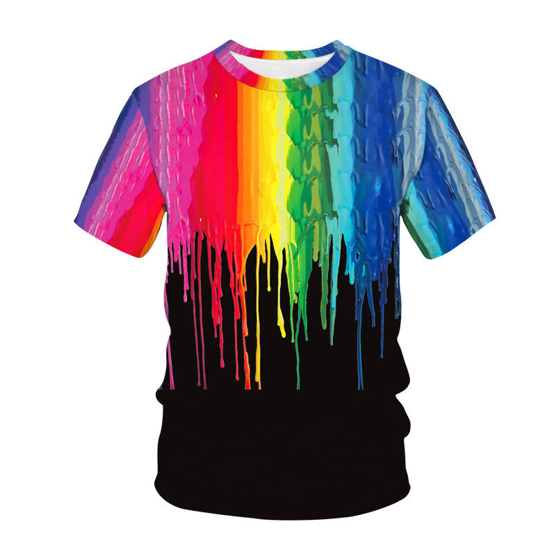 Men's 3D Colorful Printed Short-sleeved T-shirt