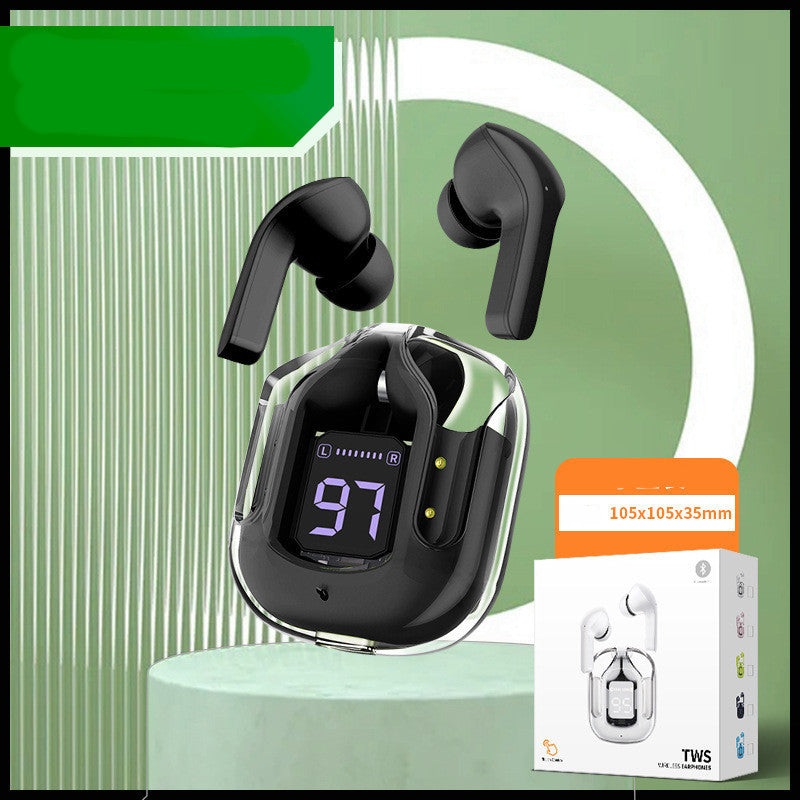 Nieuwe Mini Transparante Draadloze Bluetooth Headset Digitaal Display ENC Ruisonderdrukking Echt Draadloos Sport Muziek