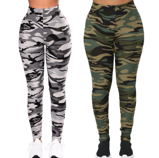 Camouflage bedrukte grijze casual leggingbroek