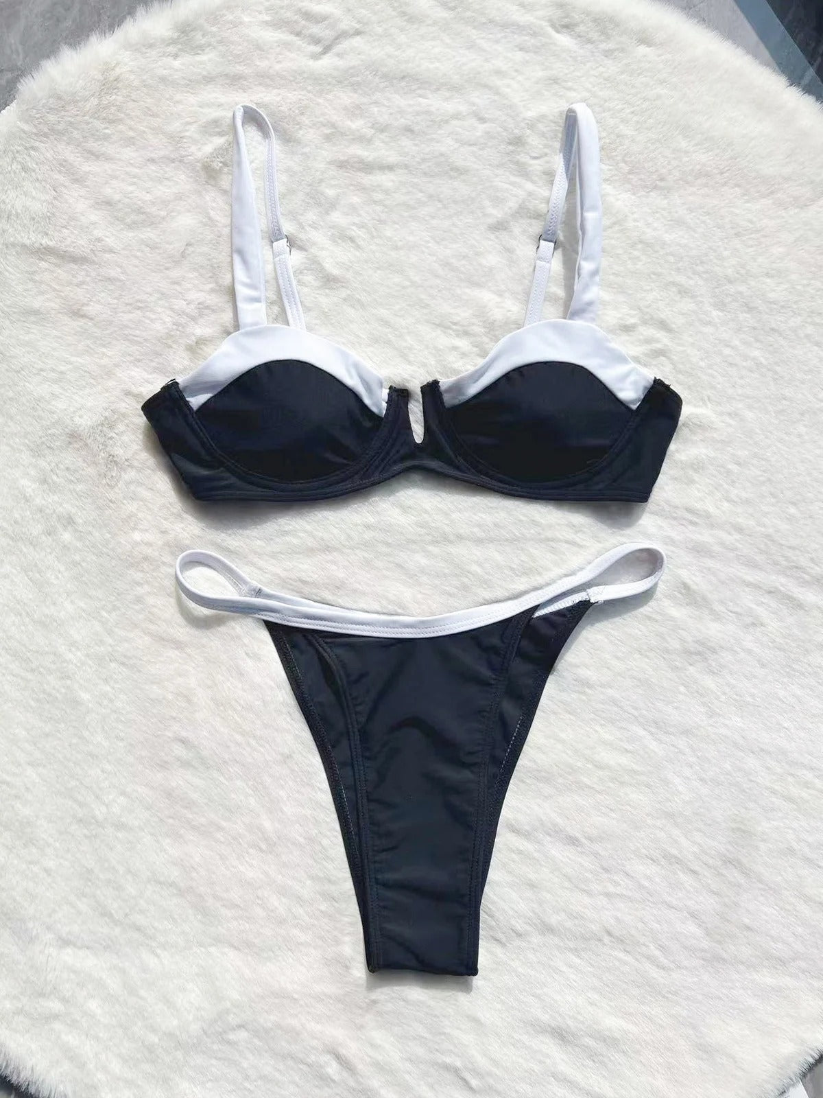 Low Waist Stitching Split Swimsuit