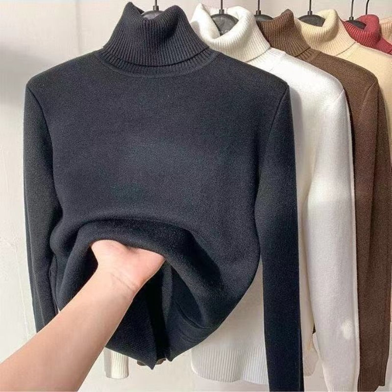 Pull à col roulé pour femme, automne et hiver