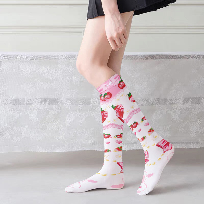 Simple Print Knee-high Socks