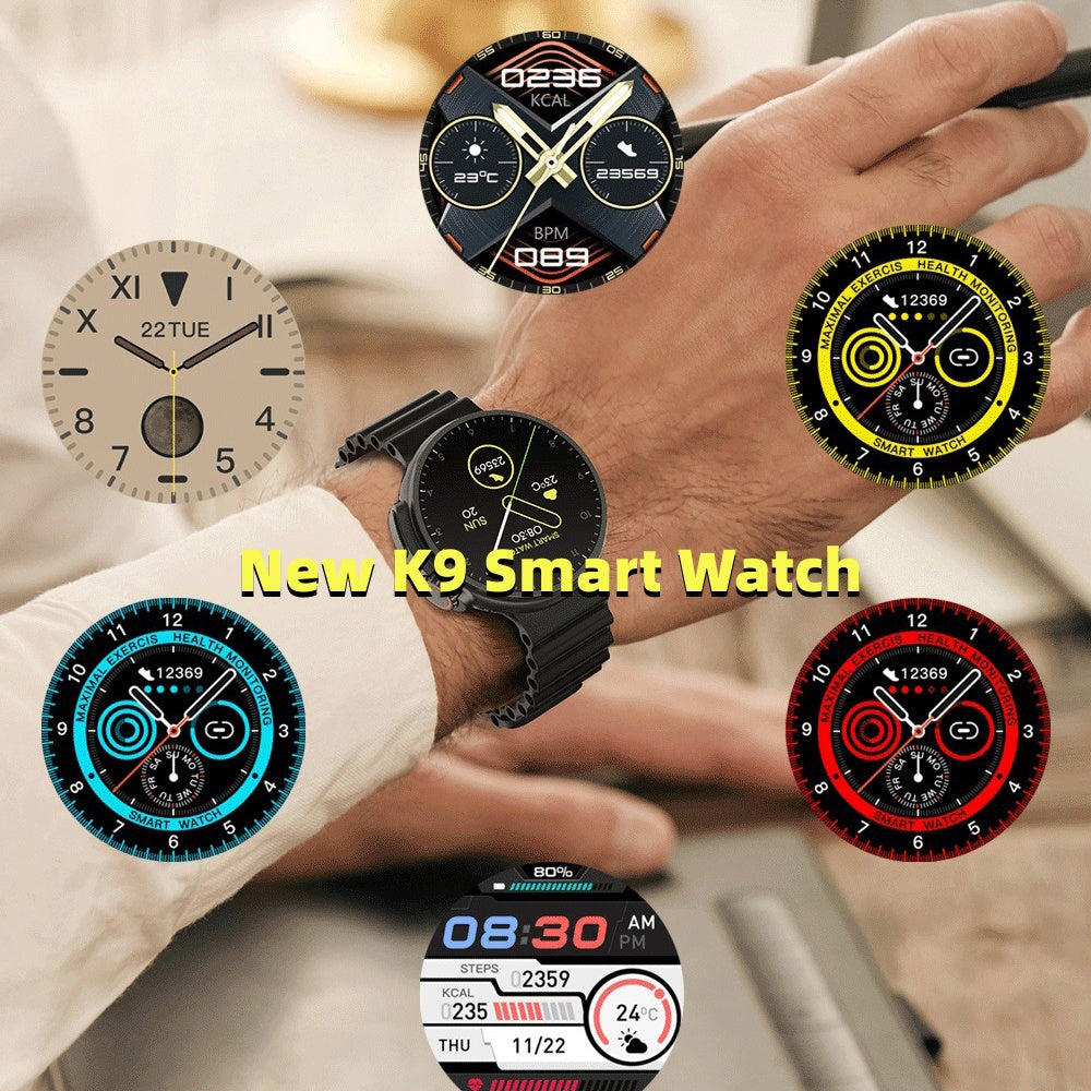 Nieuwe K9 Smart Watch 1.39 Ronde Scherm Encoder Echte Schroefclip Draadloos Opladen NFC Offline En Betaalfunctie