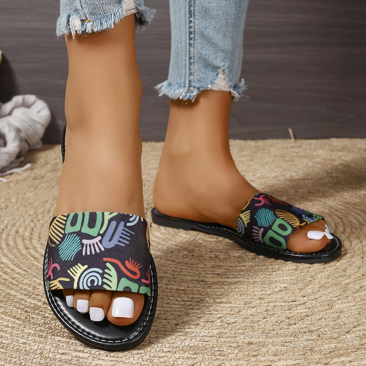 Graffiti Print Sandals