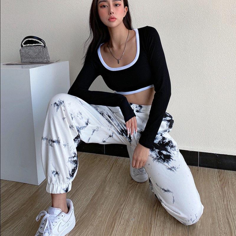 All-match Tie-dye High-waist Slim Casual Pants