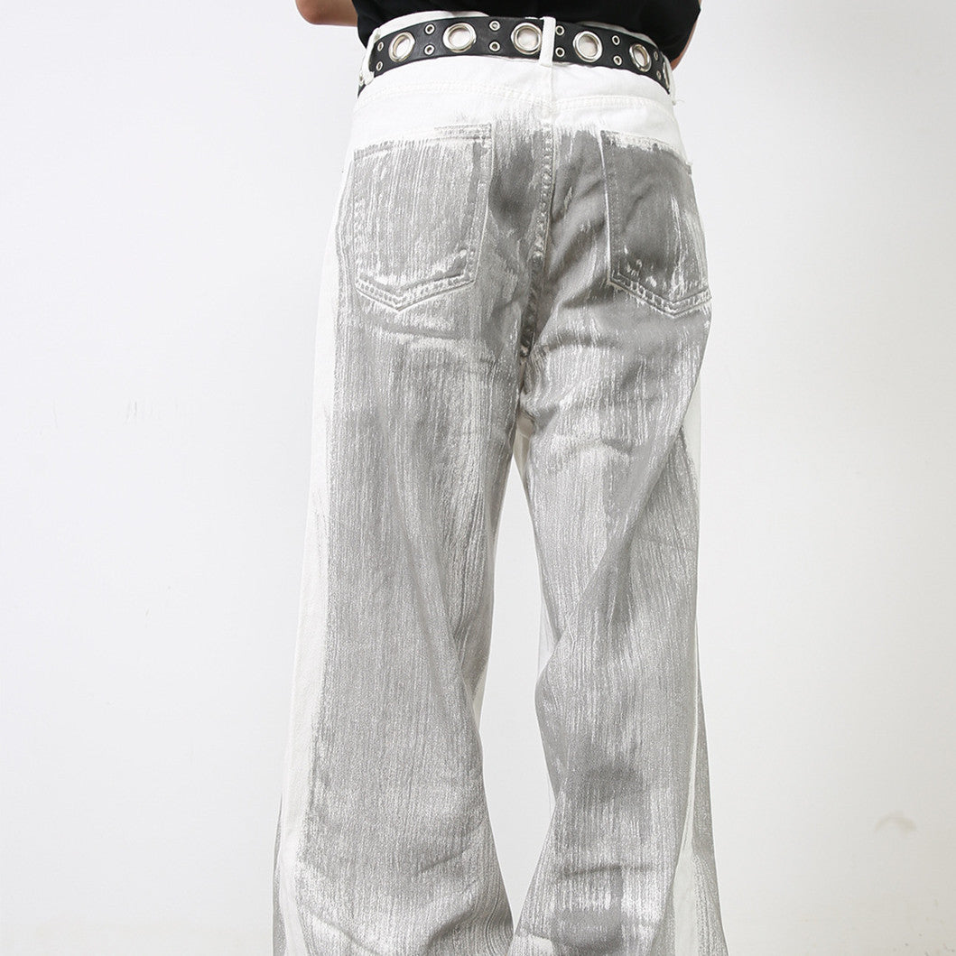 Design Dirty Pants Loose Straight Jeans