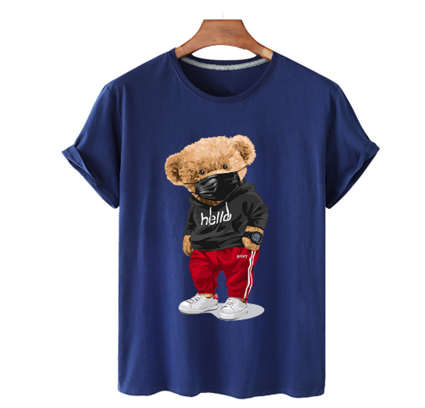 T-shirt en coton pour hommes à imprimé ours