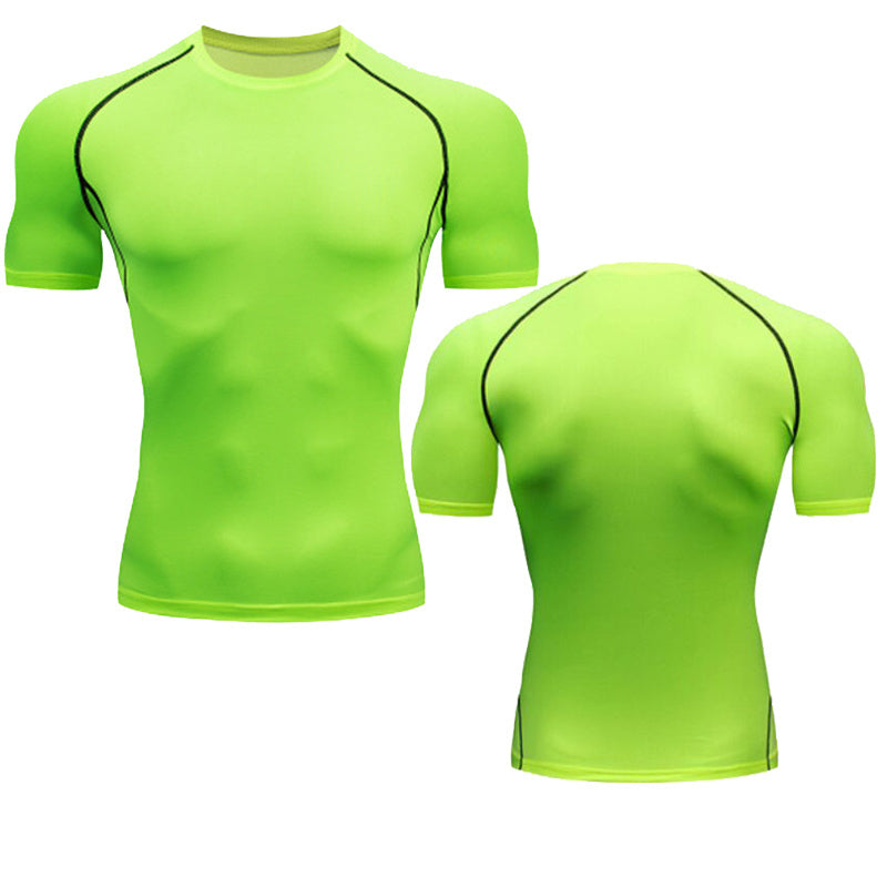 Men's Fitness Short Sleeve Sports Running Tight Round Neck T-shirt