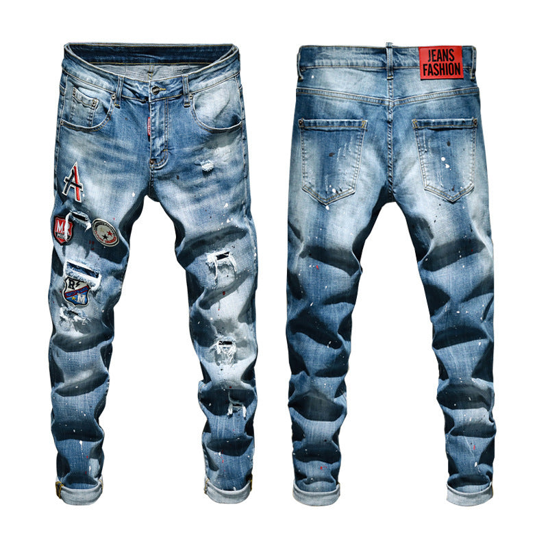 Grensoverschrijdende Nieuwe Heren Jeans Kwaliteit Trendy Merk Stretch Broeken Jeans Heren