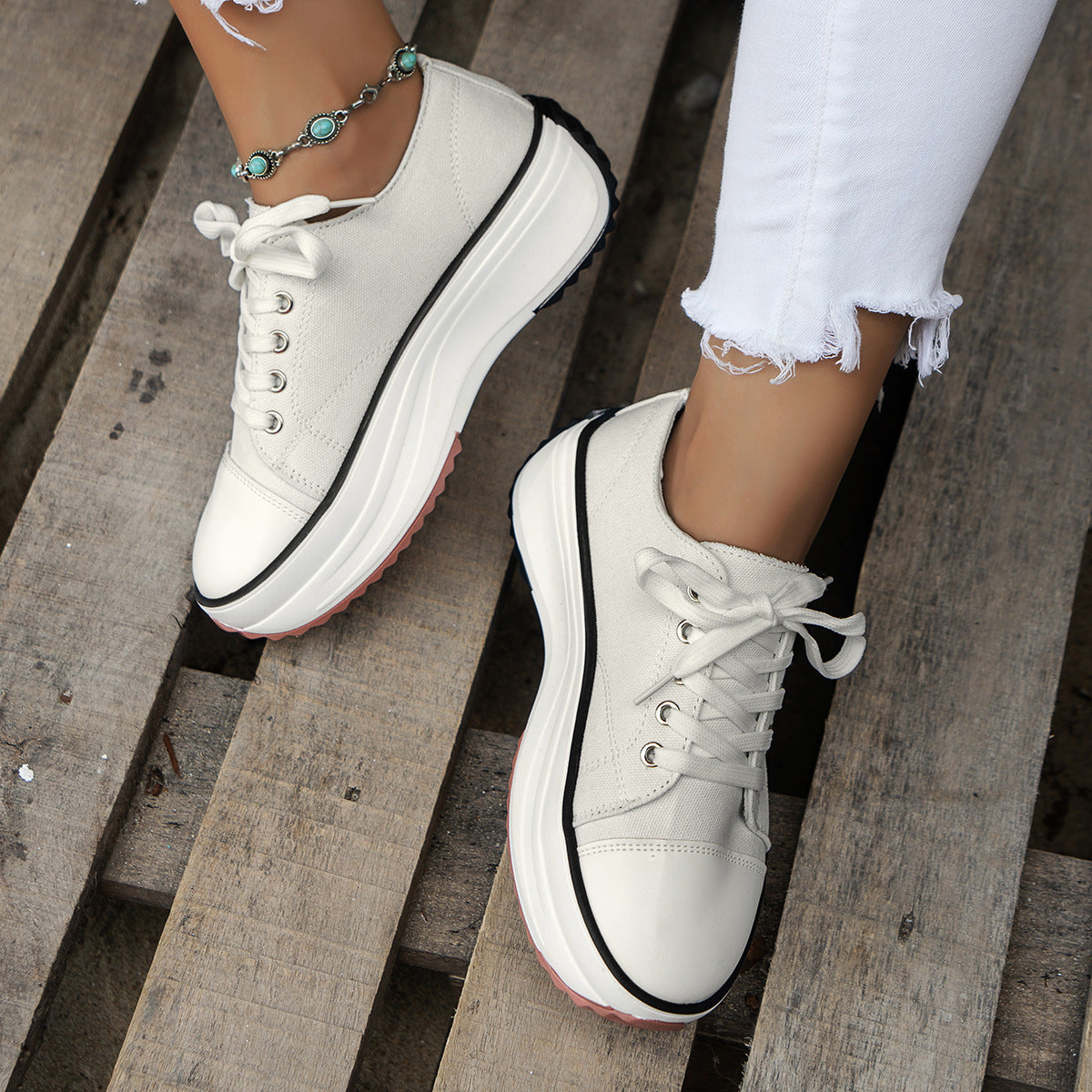 Low-top Lace Up Casual Shoes