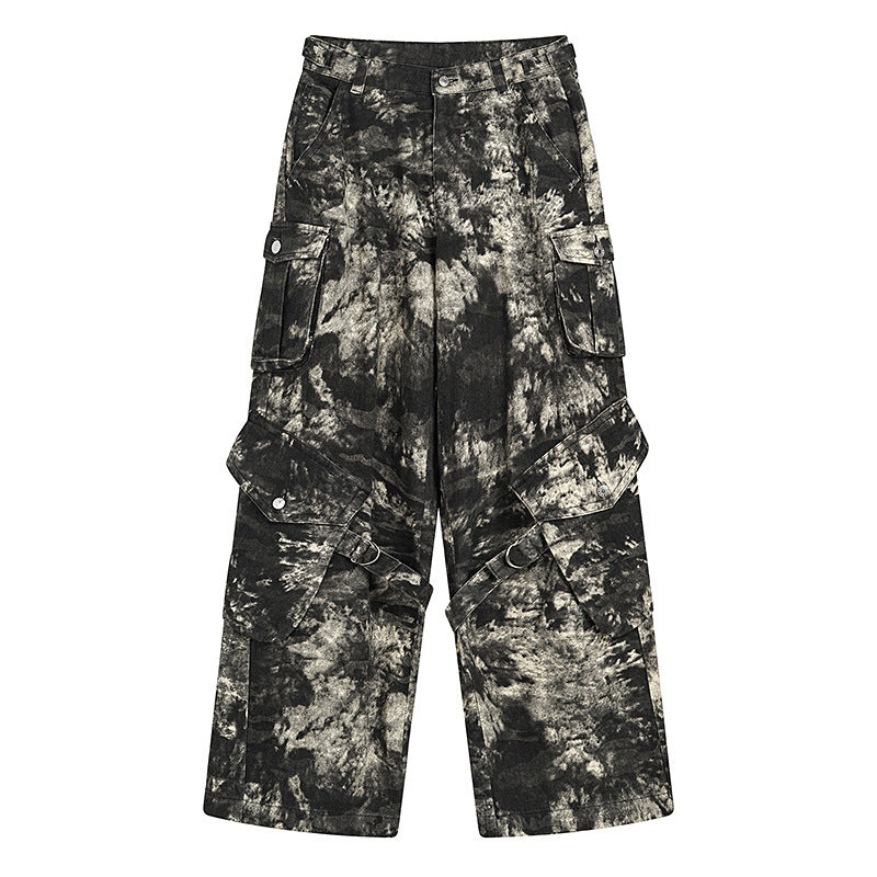 Inkt schilderij Tie-dye Camouflage wijde overall