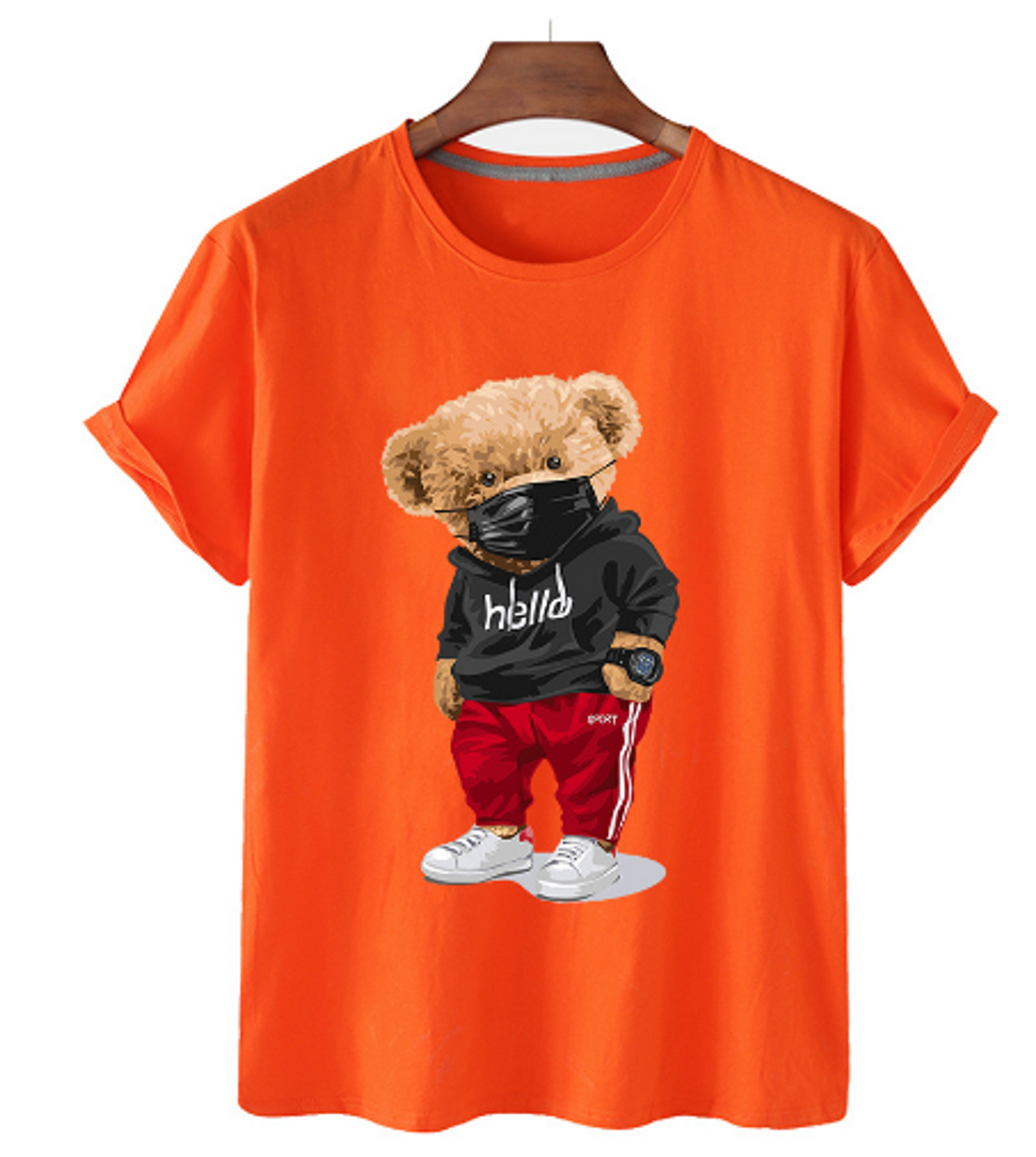 T-shirt en coton pour hommes à imprimé ours