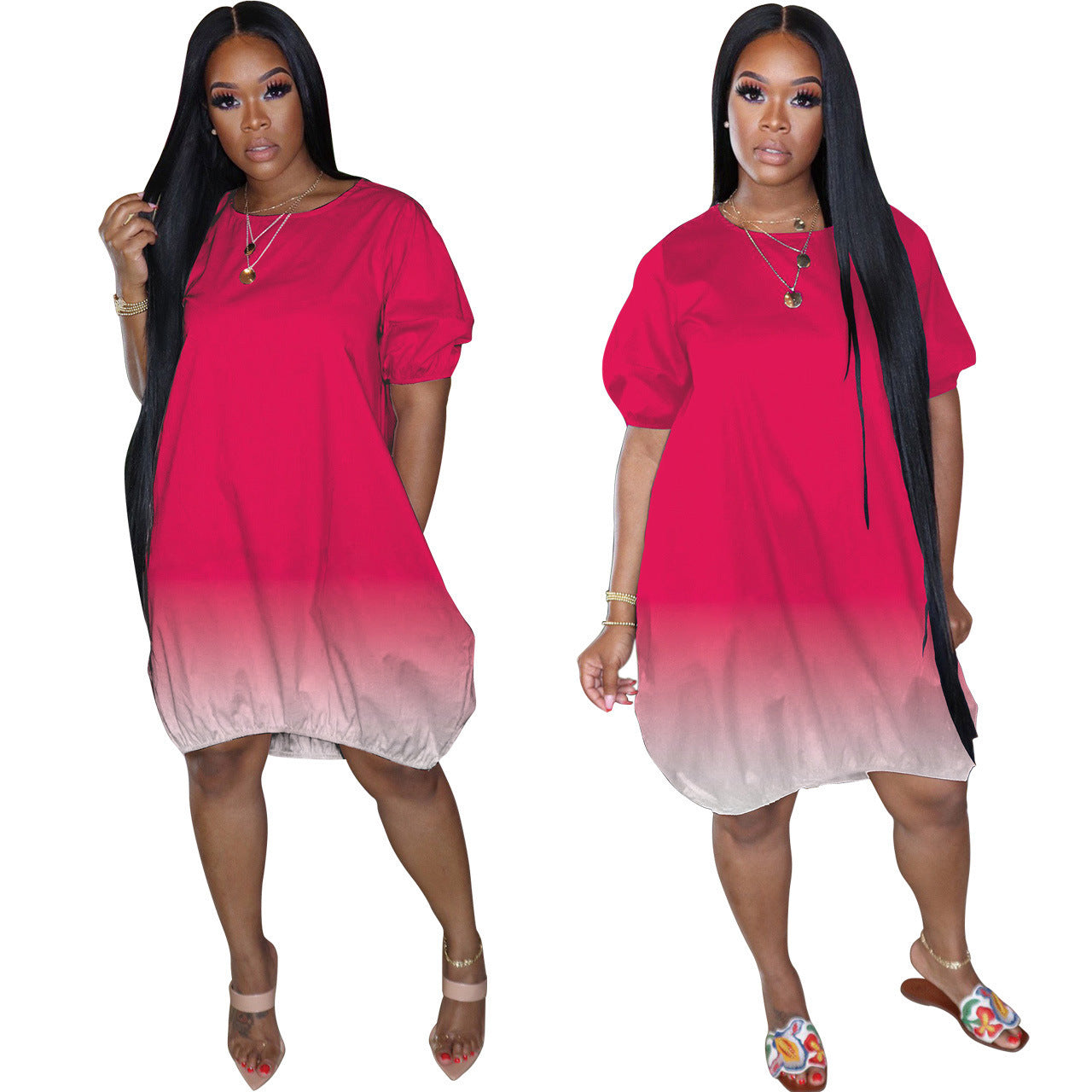 Plus Size Women's Gradient Dress