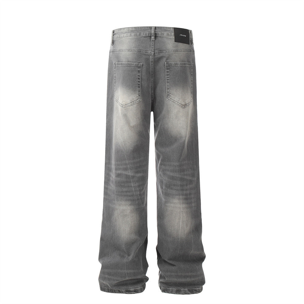 Washed Wear-white Lightning Gray Jeans