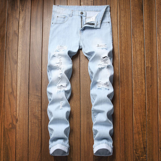 Ripped Slim-fit Straight Jeans