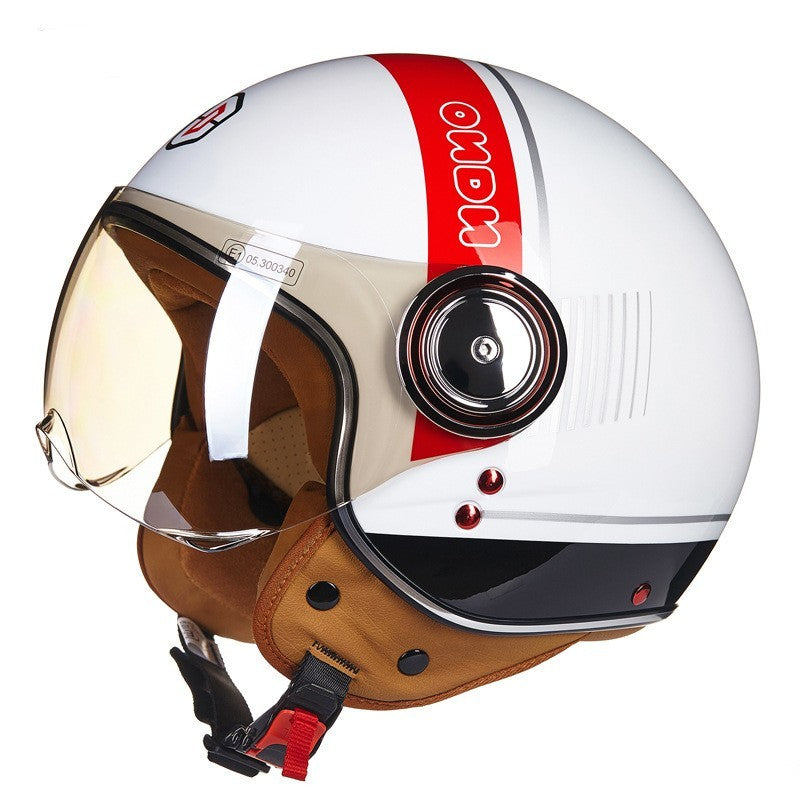 Battery Car Half Helmet Lightweight Semi-covered Retro