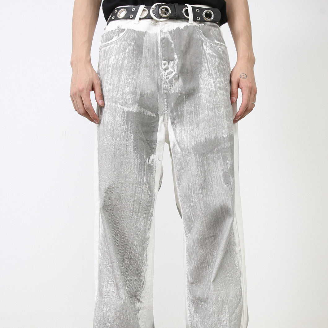 Design Dirty Pants Loose Straight Jeans