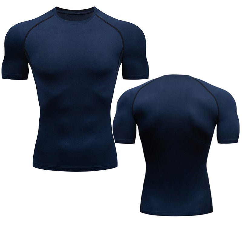 Men's Fitness Short Sleeve Sports Running Tight Round Neck T-shirt