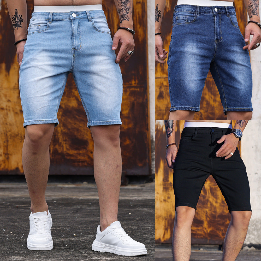 Three-color Stretch Tight Denim Shorts