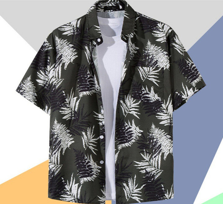 Short Sleeve Printed Shirt Men's Retro Top