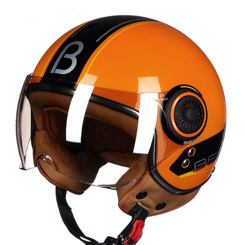 Battery Car Half Helmet Lightweight Semi-covered Retro